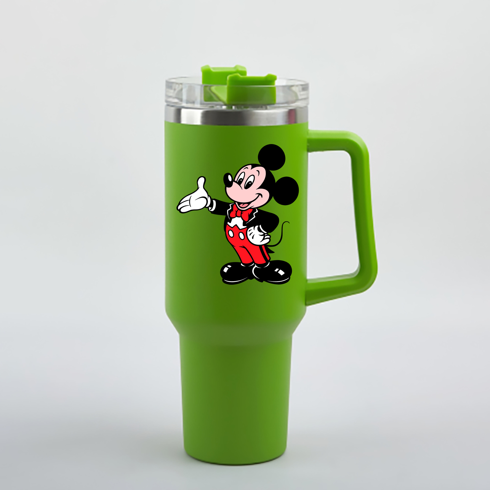 （画像用） ミッキーマウス Mickey Mouse 1200mL車用タンブラー - クリスタルステッカー（プラスチックストロー付き）